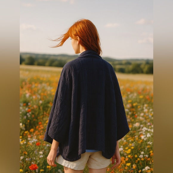 EUC Free People Saturday Sunday Navy Cocoon Wrap Size M/L - Picture 1 of 5